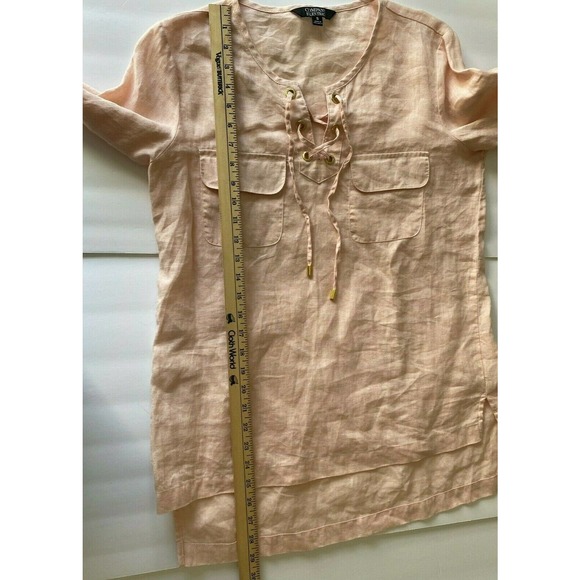 Company Ellen Tracy Peach Linen Top Sz. Small Casual Blouse Shirt‎ Women's EUC - Picture 8 of 9